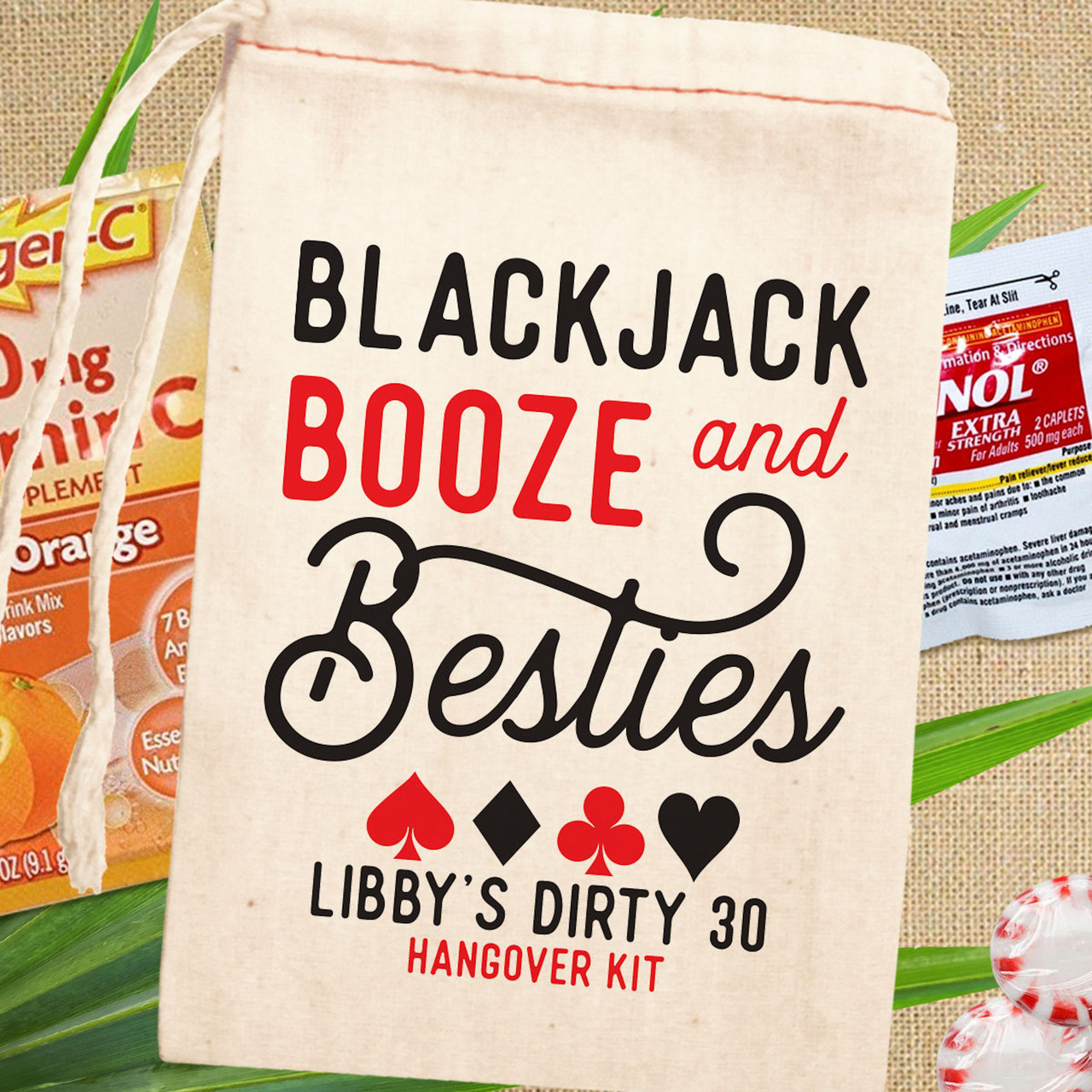 Blackjack Booze & Besties Personalized Pool Tote + Beach Bag