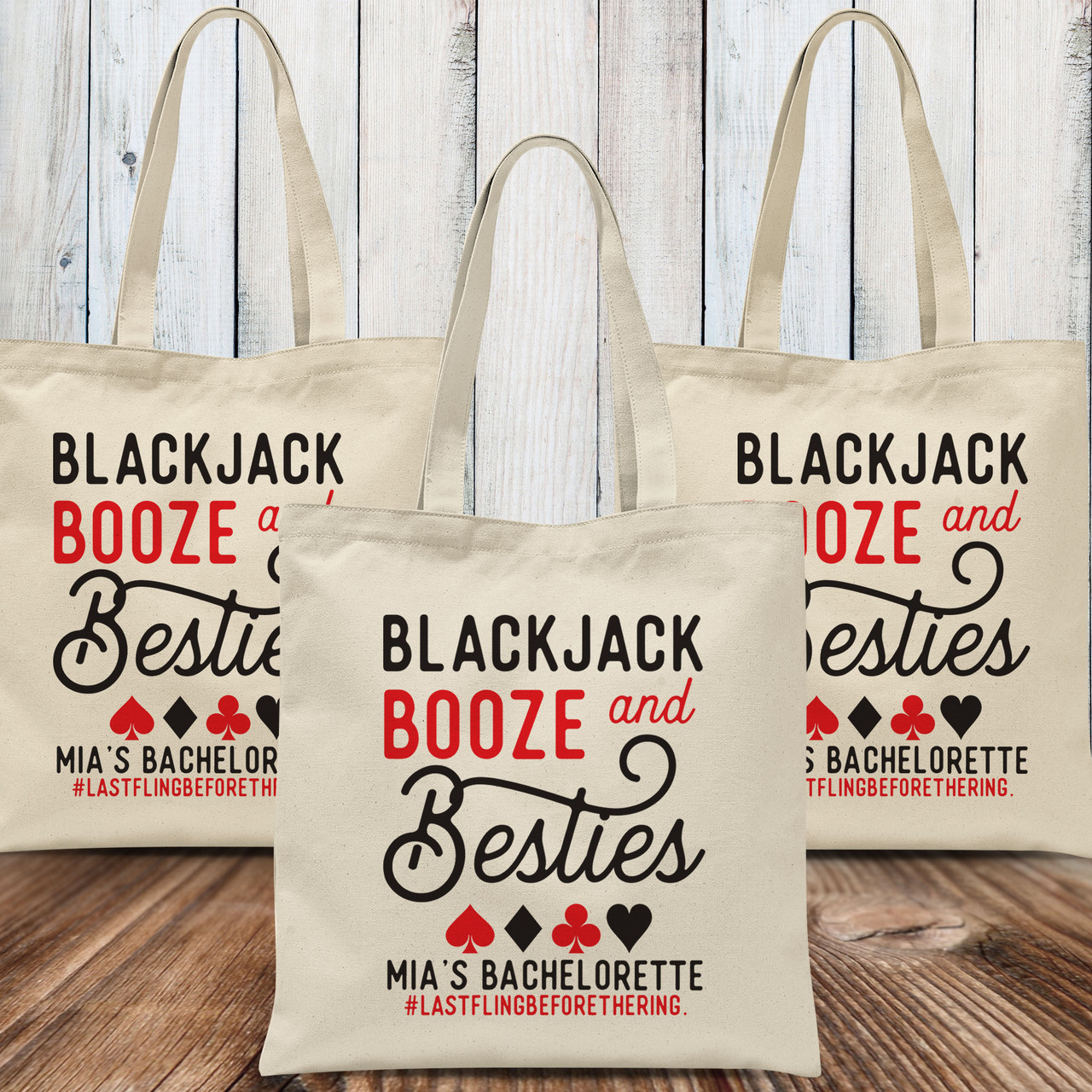 Blackjack Booze & Besties Tote Bags