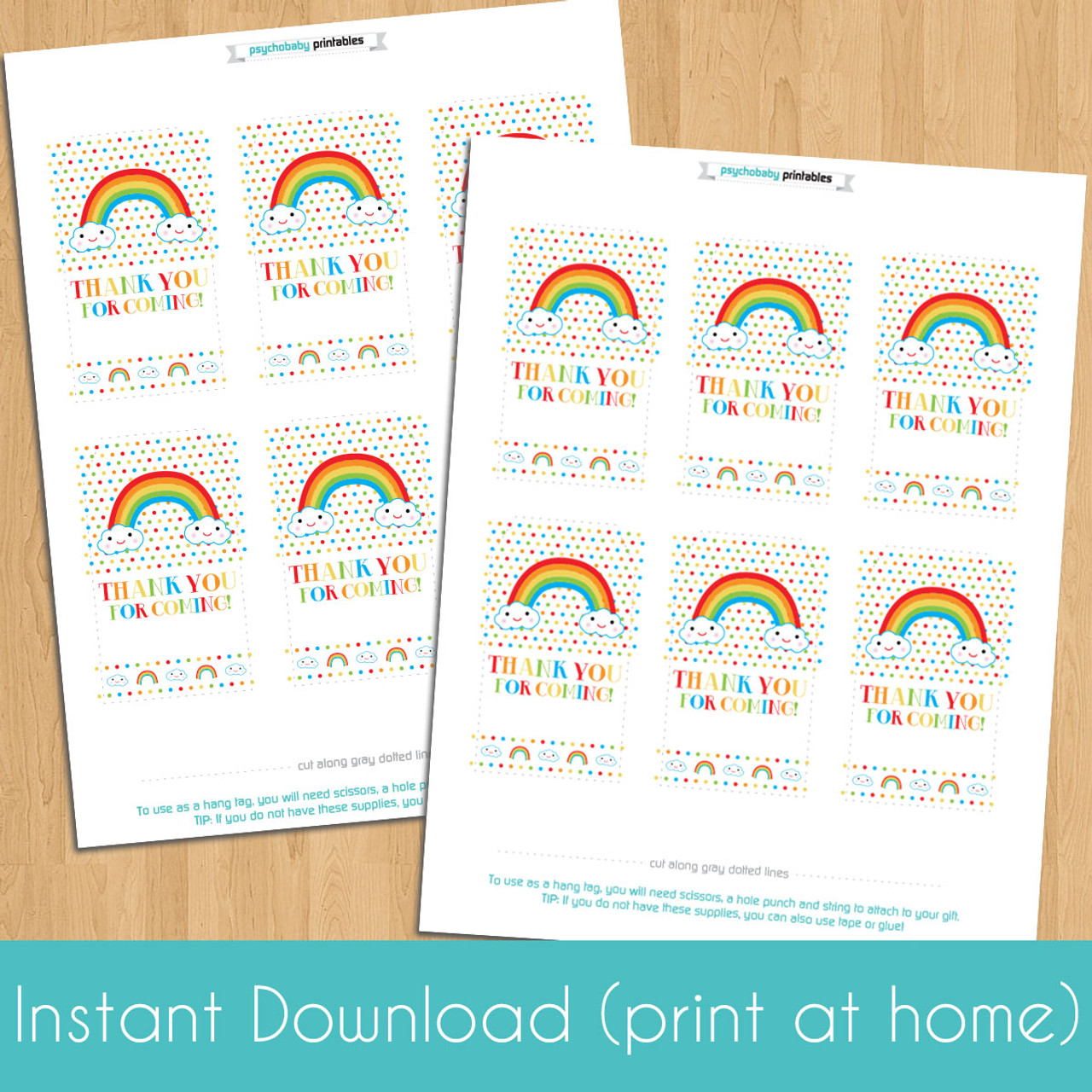 Printable Happy Little Rainbow Birthday Favor Tags (Instant Download)