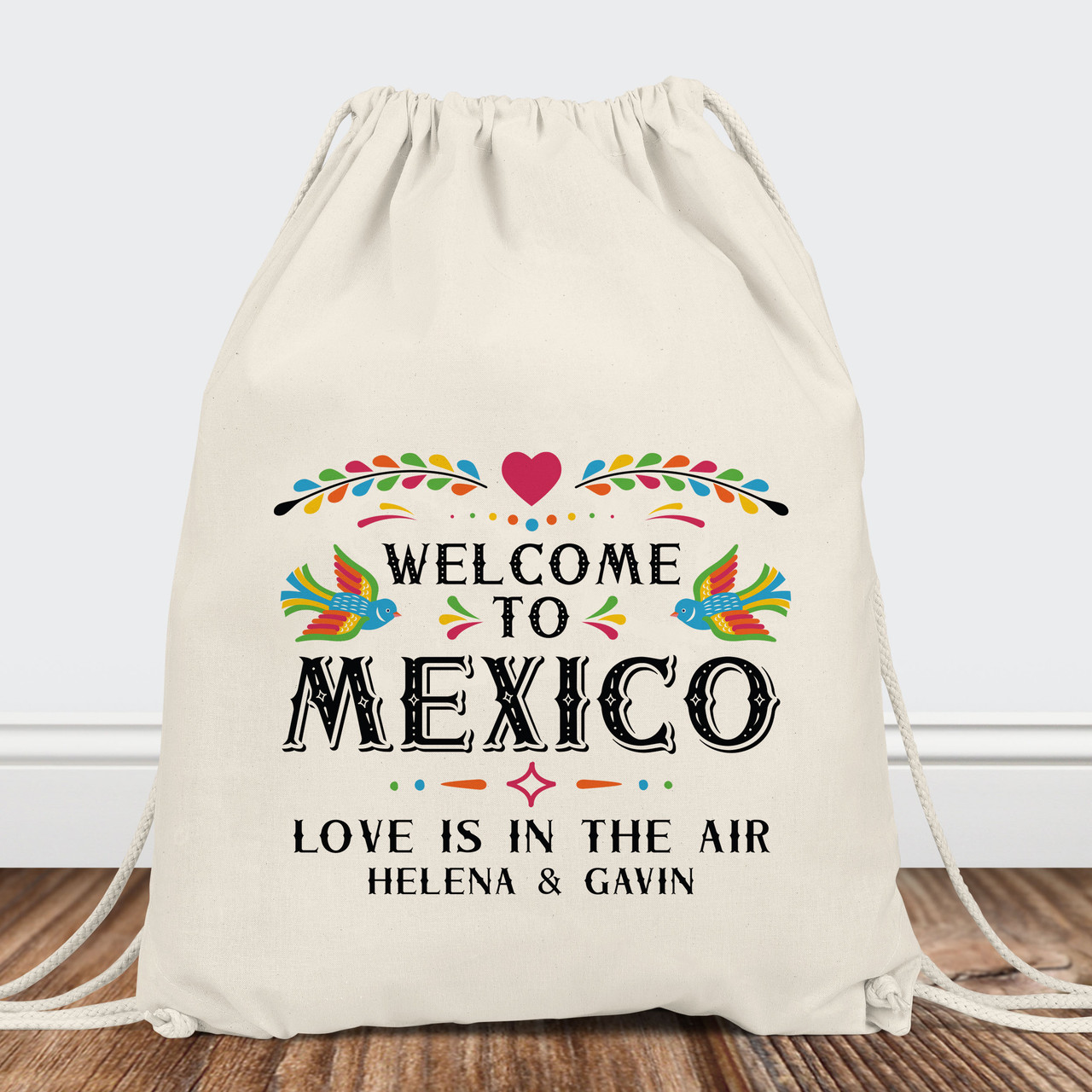 ASHLEIGH Canvas Tote Bag Spanish Welcome Bienvenidos Custom Name