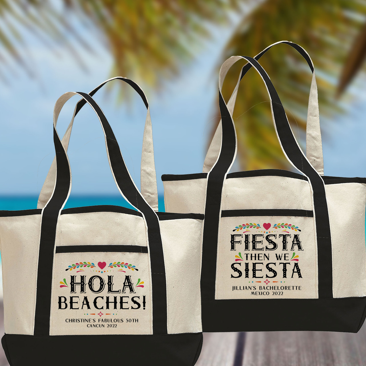 Fiesta Faves Personalized Beach Tote Bags (More Designs)