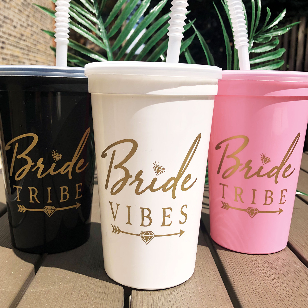 Bride Vibes and Bride Tribe Plastic Tumblers