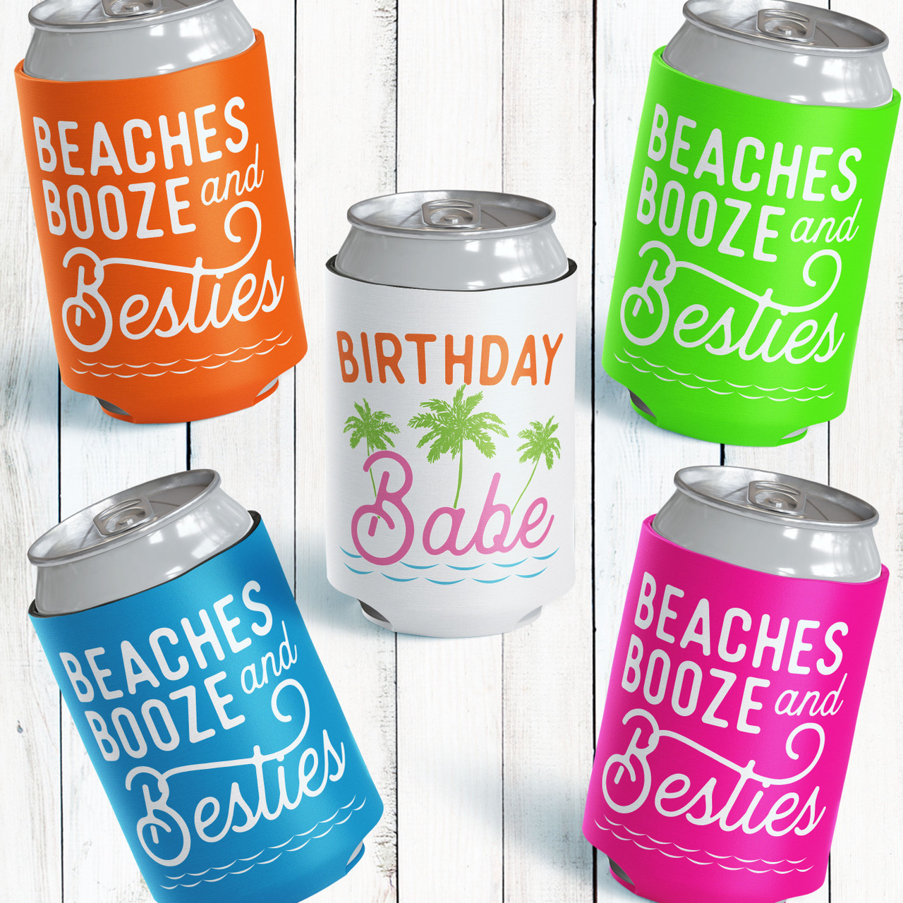 Beaches Booze & Besties Can Coolers