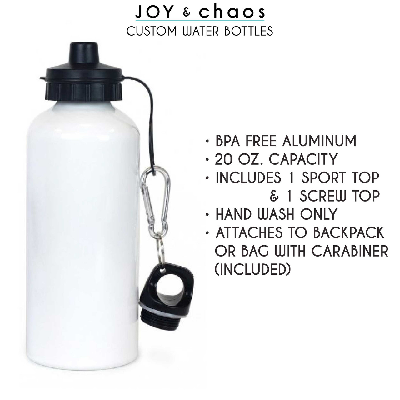 Aluminum Custom Water Bottle w/ Carabiner - 20 oz.