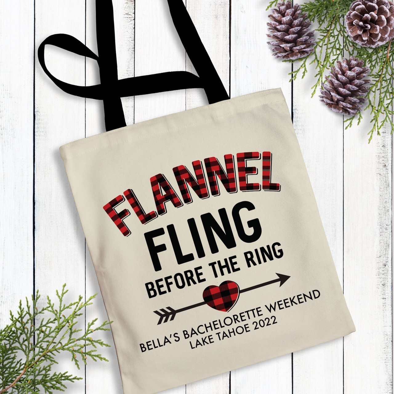 Flannel Fling Before The Ring Custom Plaid Bachelorette Tote Bags