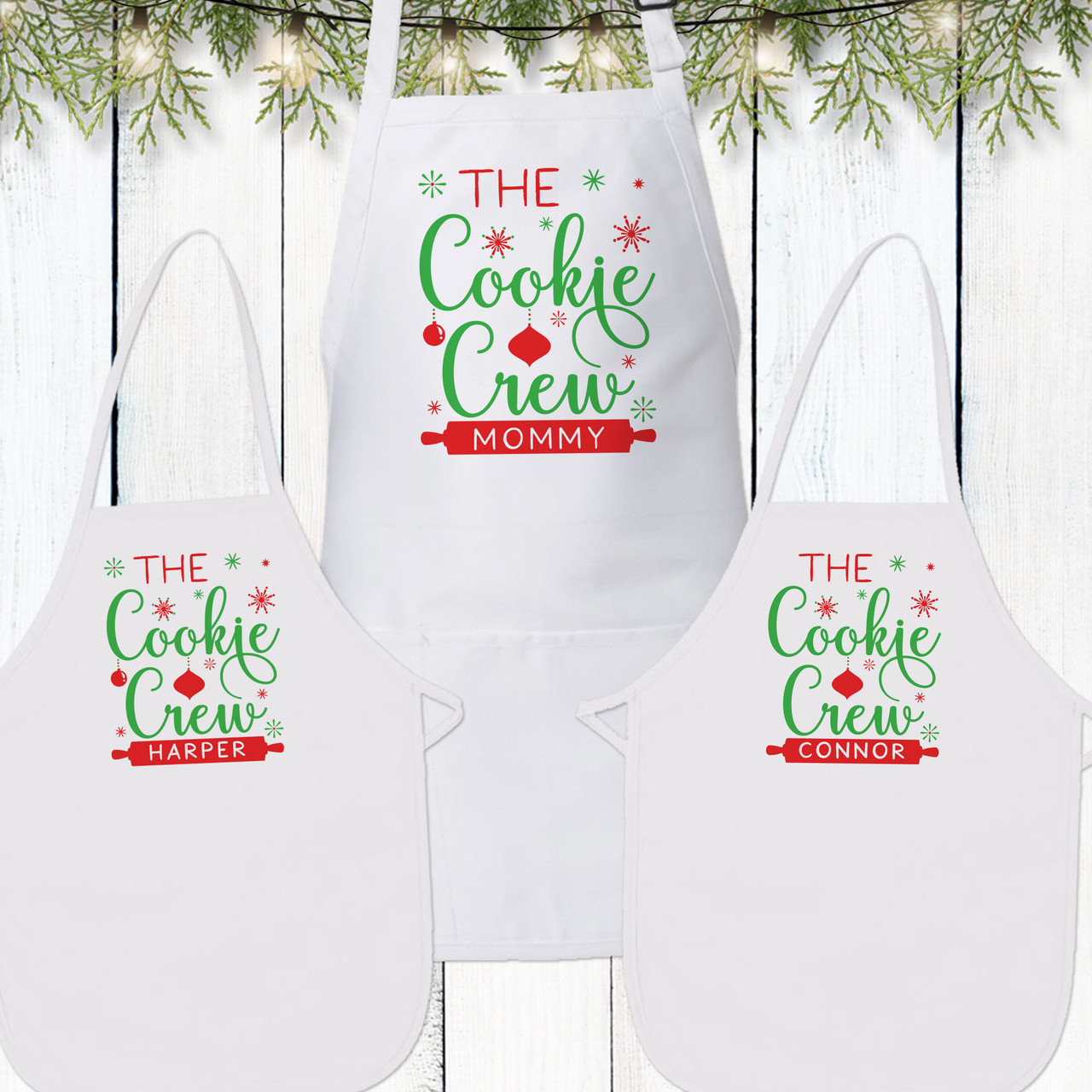 Custom Red or Green Aprons for Women and Adults, Personalized Baking Crew A