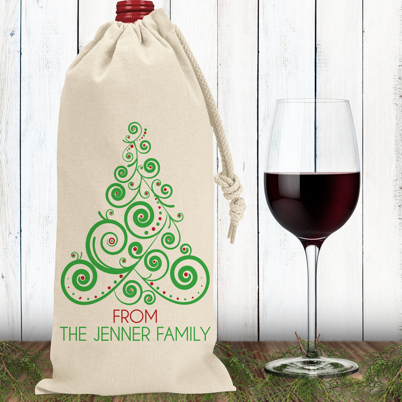 Personalized Burgundy Happy Holidays Gift Tags