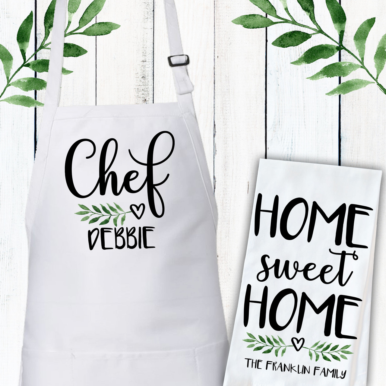 Leaf & Heart Personalized Chef Aprons for Toddlers, Kids and Adults