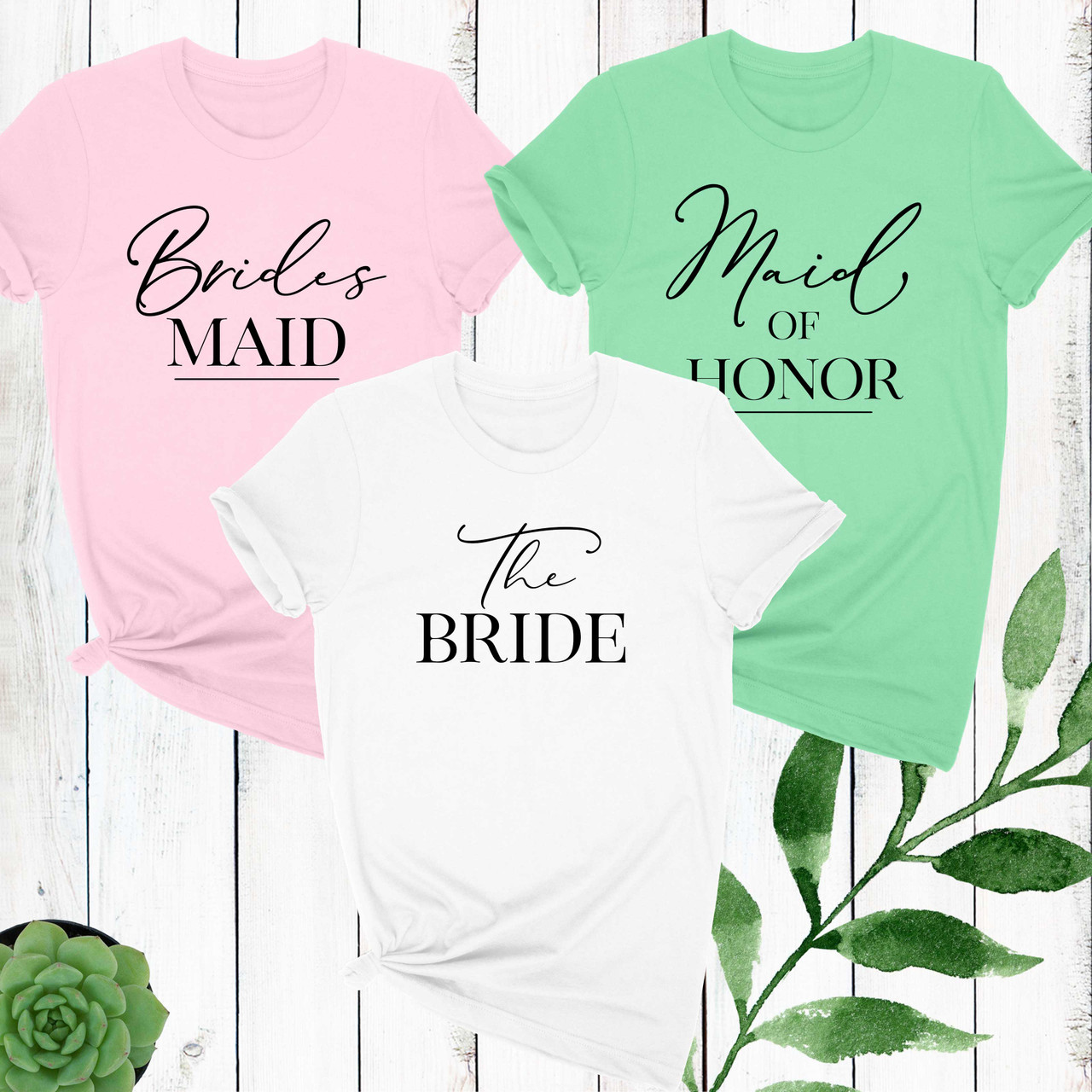 bride maid of honor and bridesmaid shirts