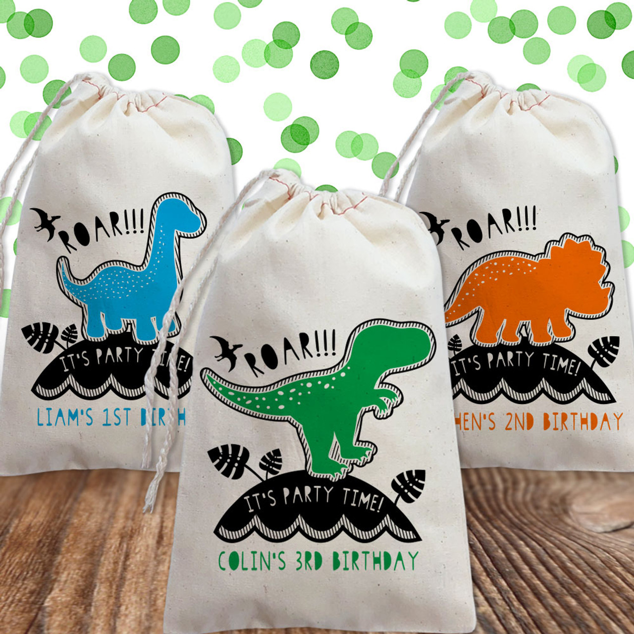 Dinosaur Party Time Favor Bags