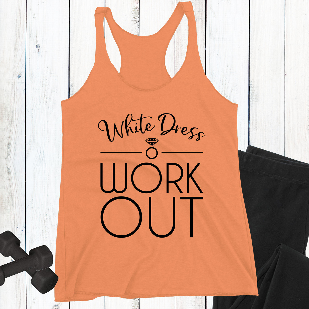 White Dress Workout Wedding Racerback Tank Top