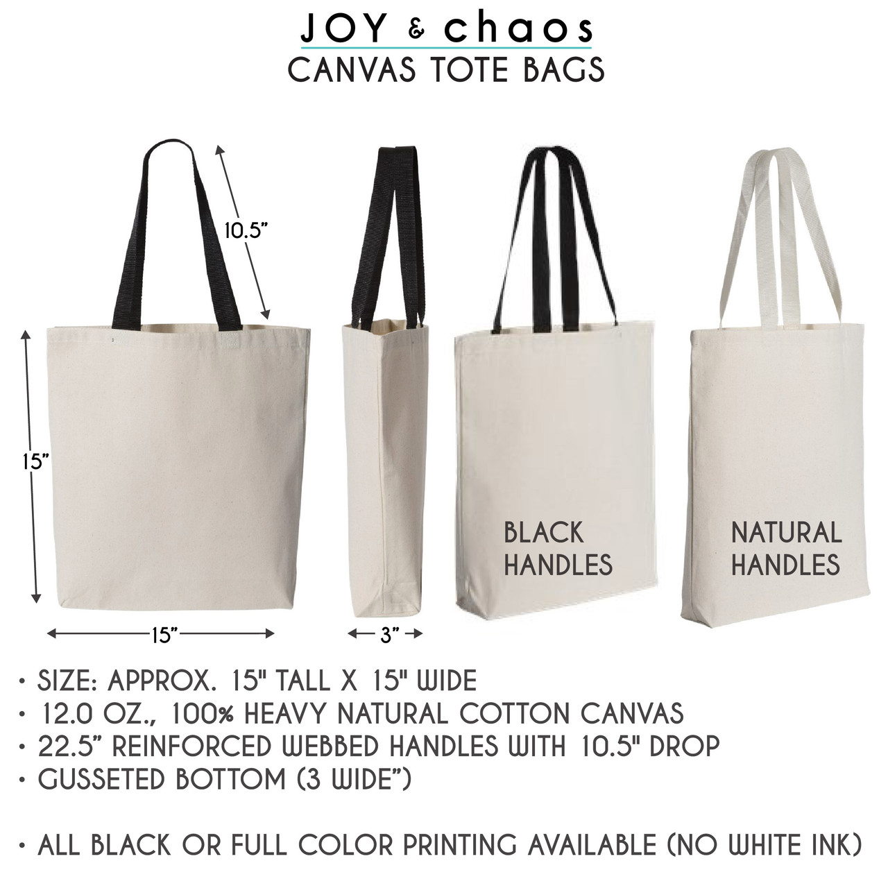 Custom Logo Tote Bags: Natural Canvas Totes (Full Color Print)