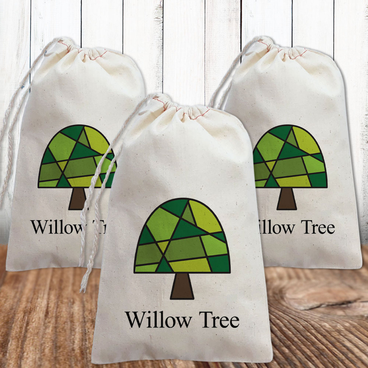 Custom Logo Drawstring Canvas Gift Bags + Favor Bags