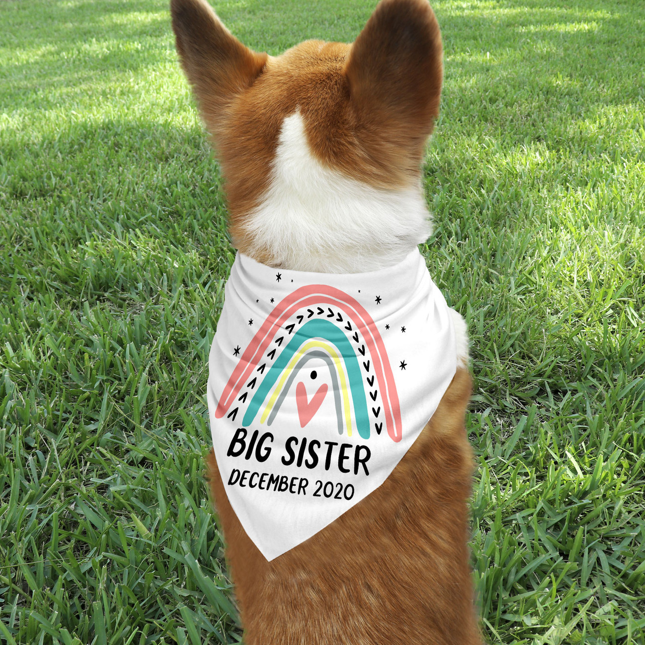Personalized Dog Bandana Mod Rainbow Big Sister