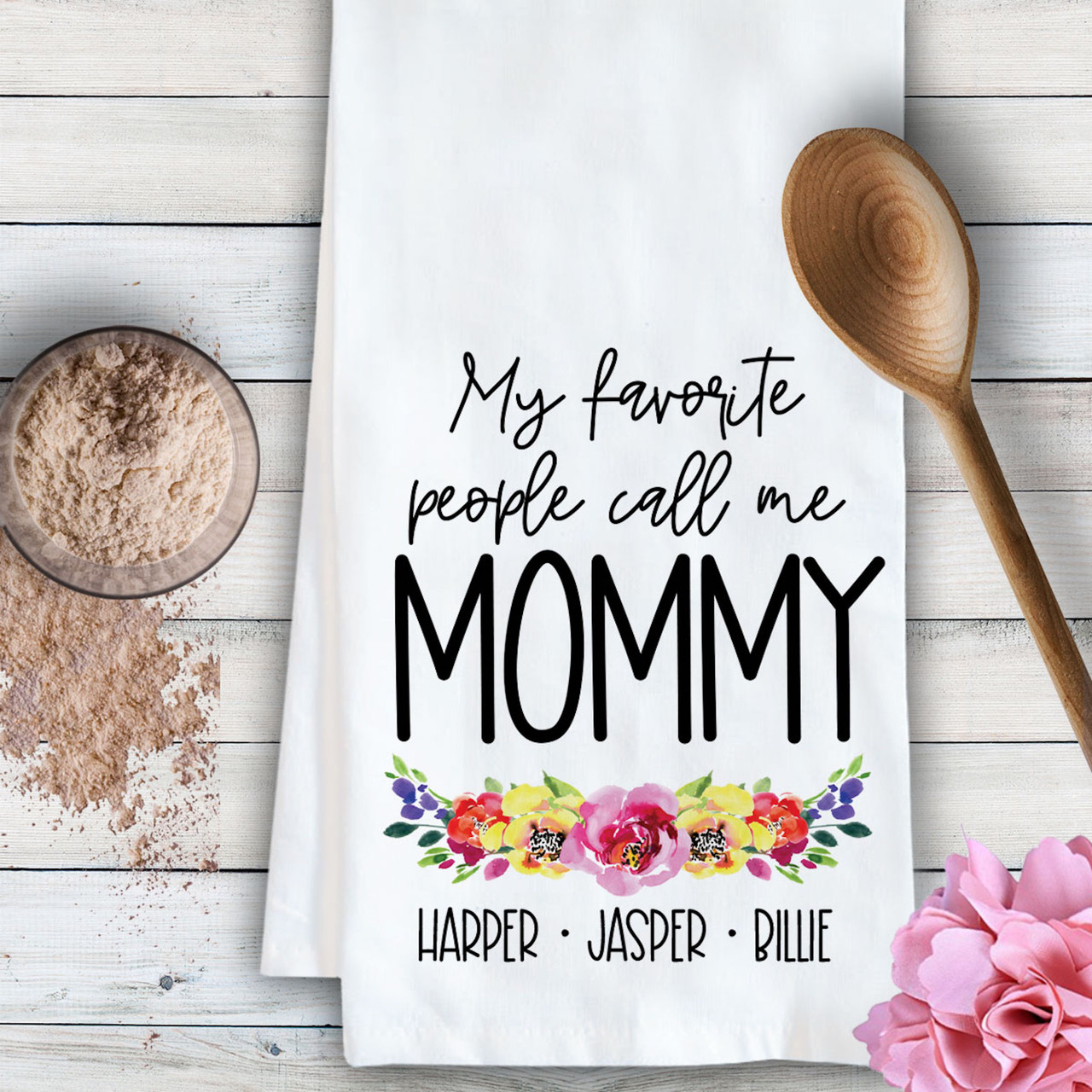 My Greatest Blessings Call Me Mom 100% Cotton, 27 x 27 Kitchen Towel -  Honey Dew Gifts