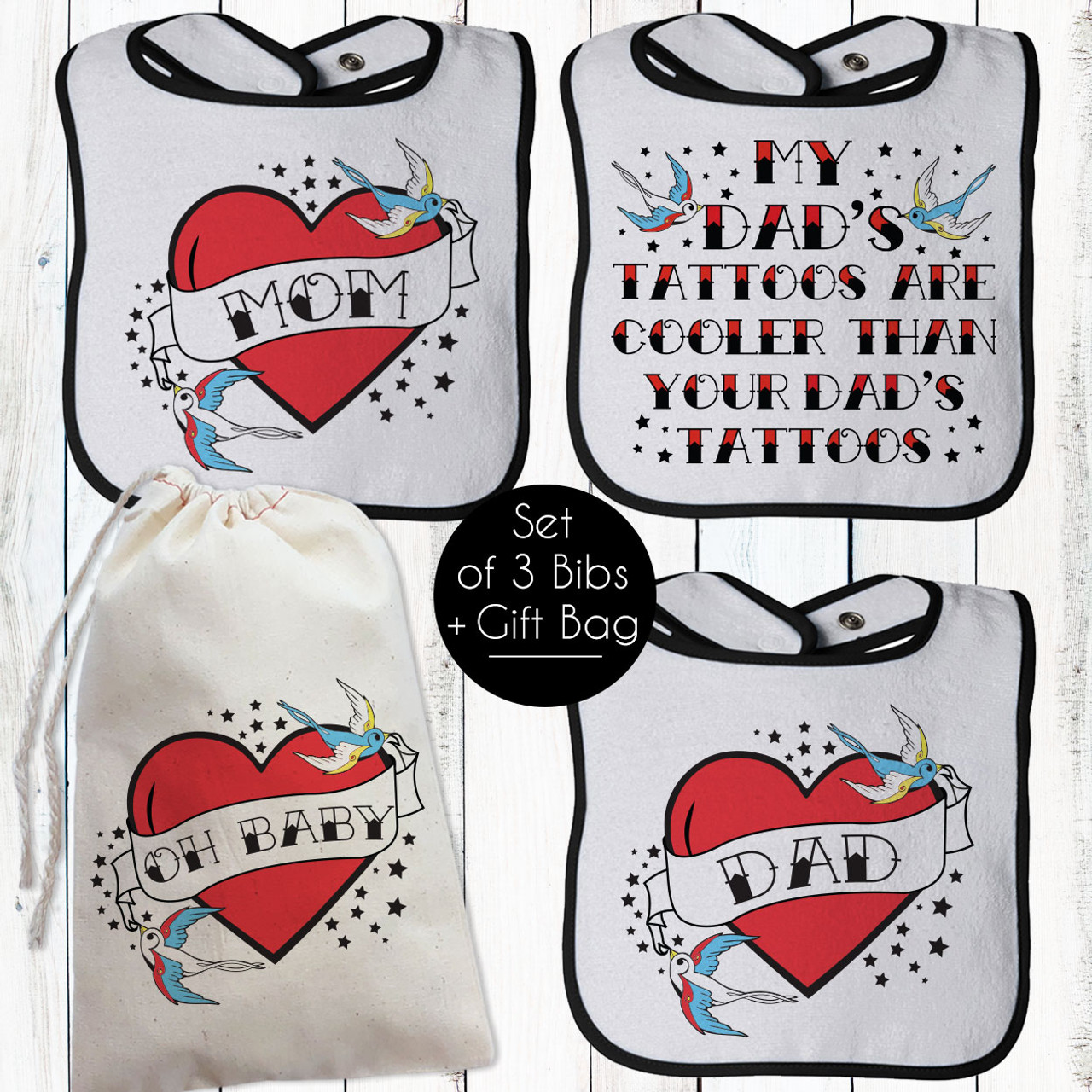 Tattoo Dads Baby Bib Red 14342.1675721092