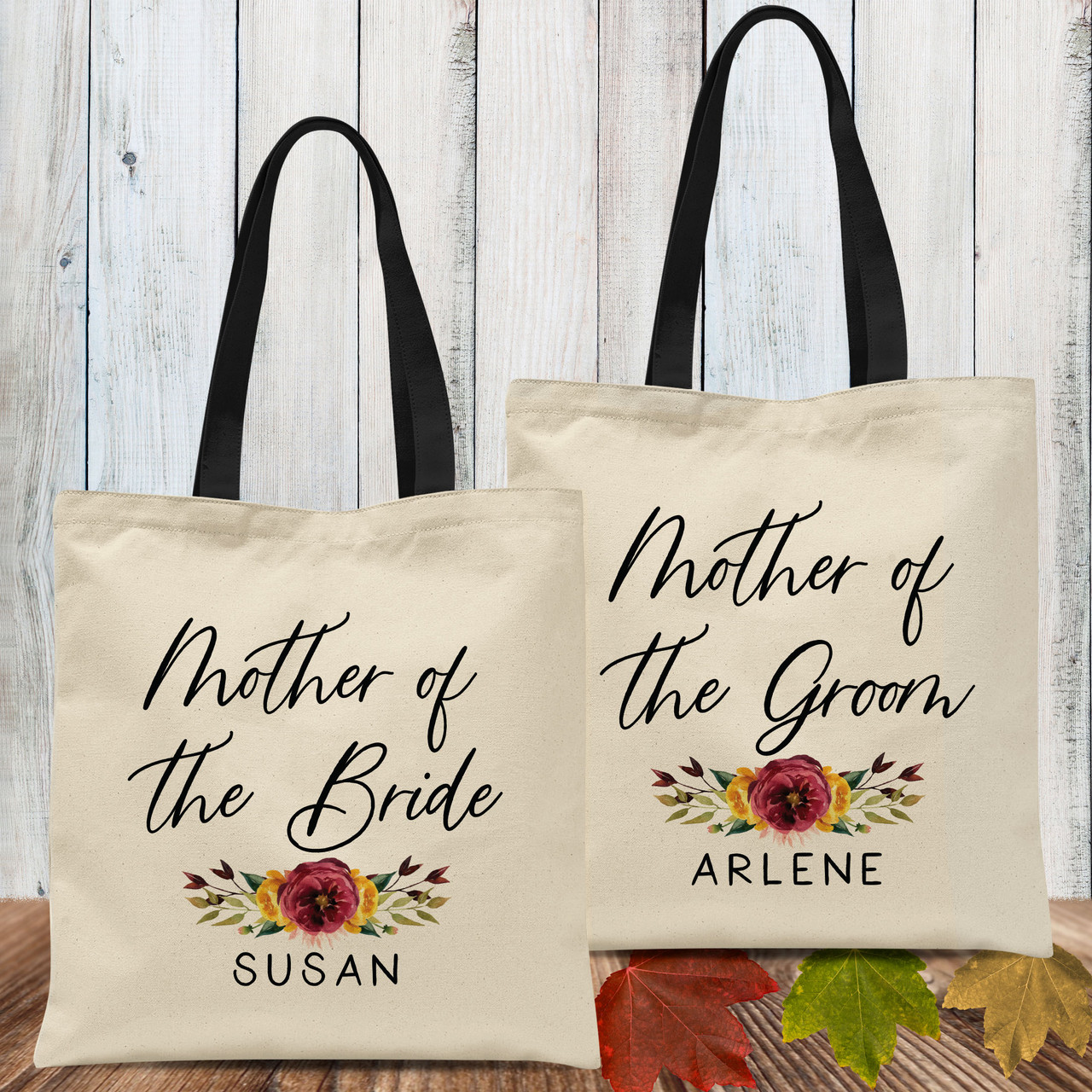 Custom Tote Bags: Fall Floral Bridal Party