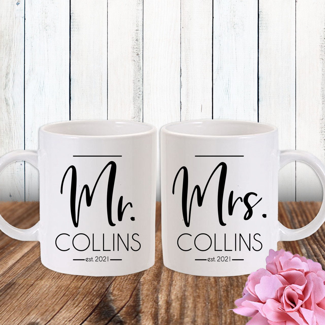Personalized Modern Mr. & Mrs. Mugs