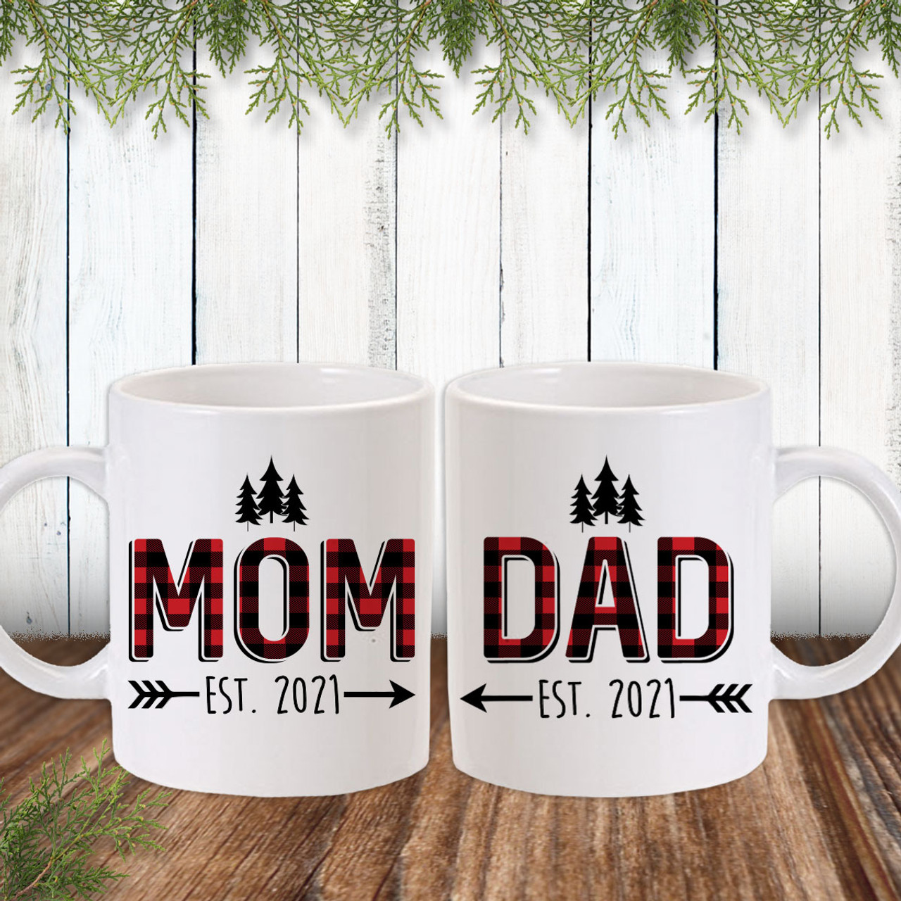 Mommy daddy parents gift box set- retro mom dad mugs set- gift box for –  Happily Chic Designs