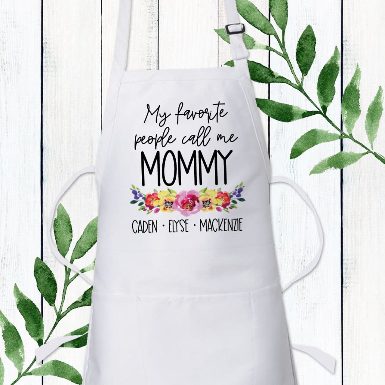 Momtastic Apron Pink and Cream Apron Best Mom Saying Flower 