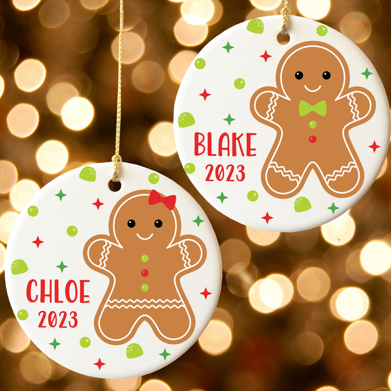 Shop Personalized Gingerbread House Cookie Family Of 3 Christmas Tree  Ornament