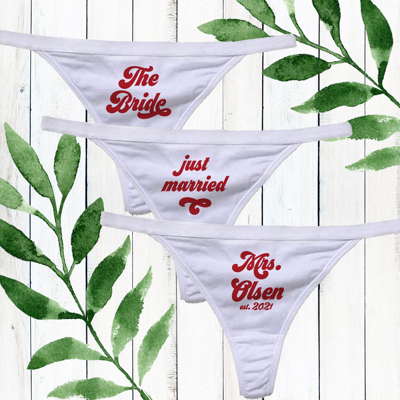 Retro Mrs. Custom Bridal Thong Underwear