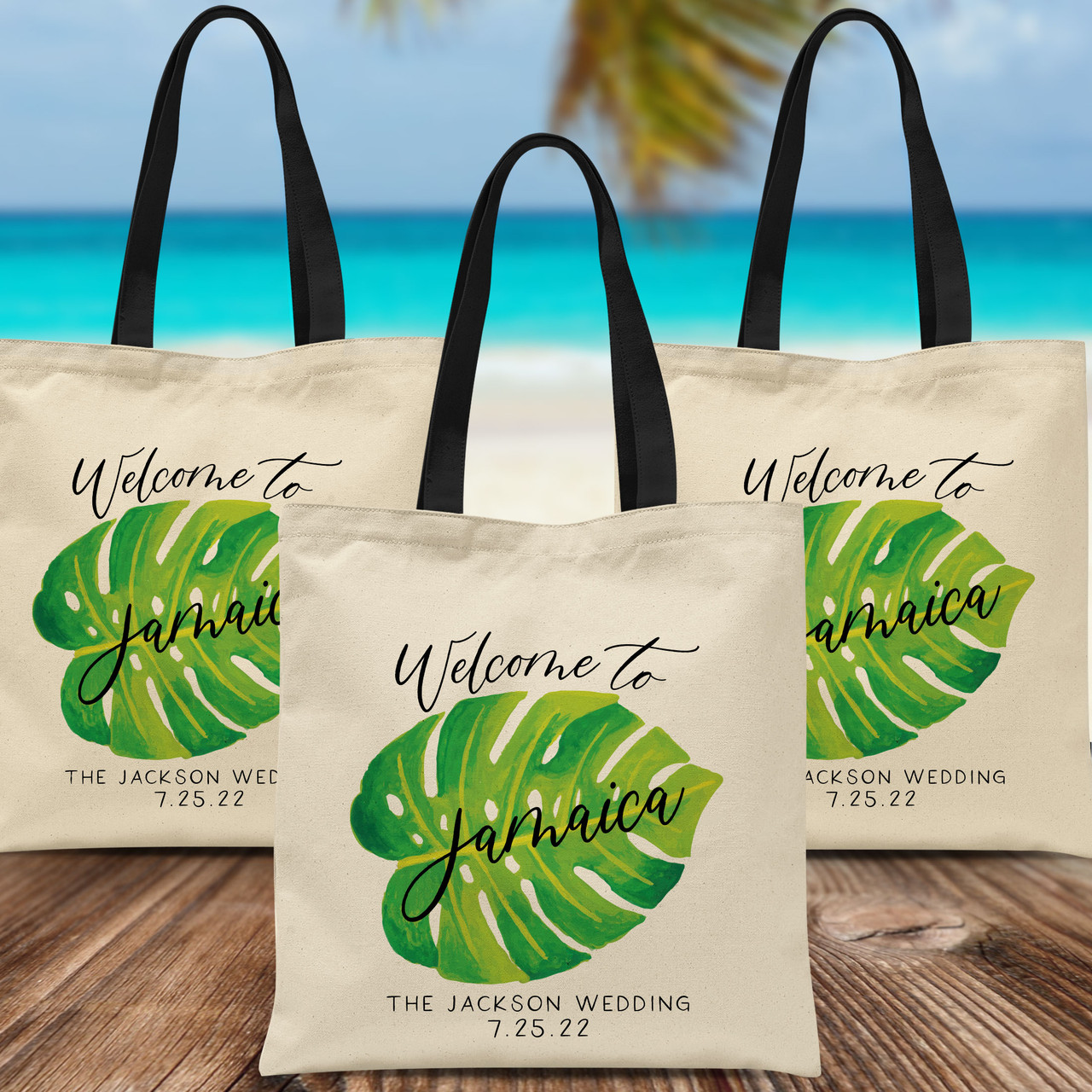 Personalized Wedding Welcome Tote Bags, Palm Springs Wedding Favors