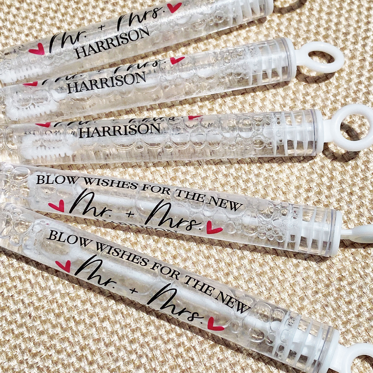 Classic Heart Wedding Bubble Favor Labels for Bubble Wand Send Off