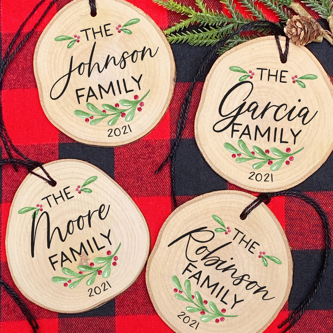 Rustic Personalized Family Christmas Ornament
