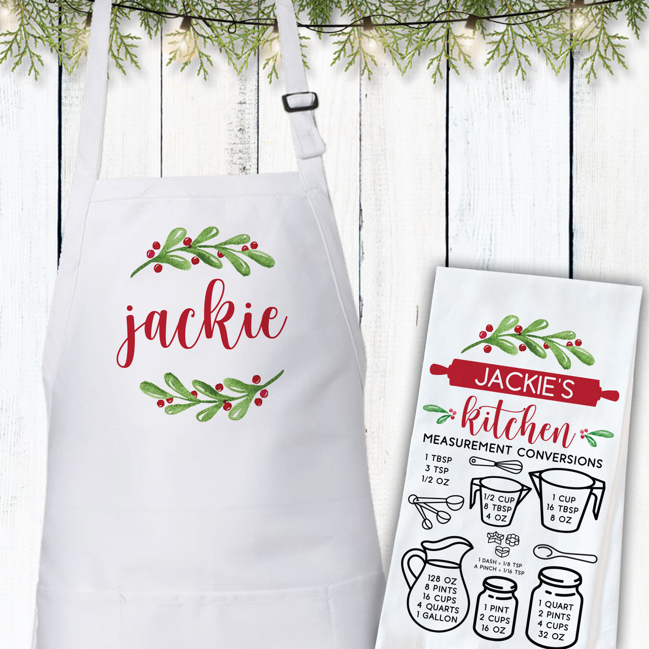 Holiday Greenery Christmas Kitchen Towels