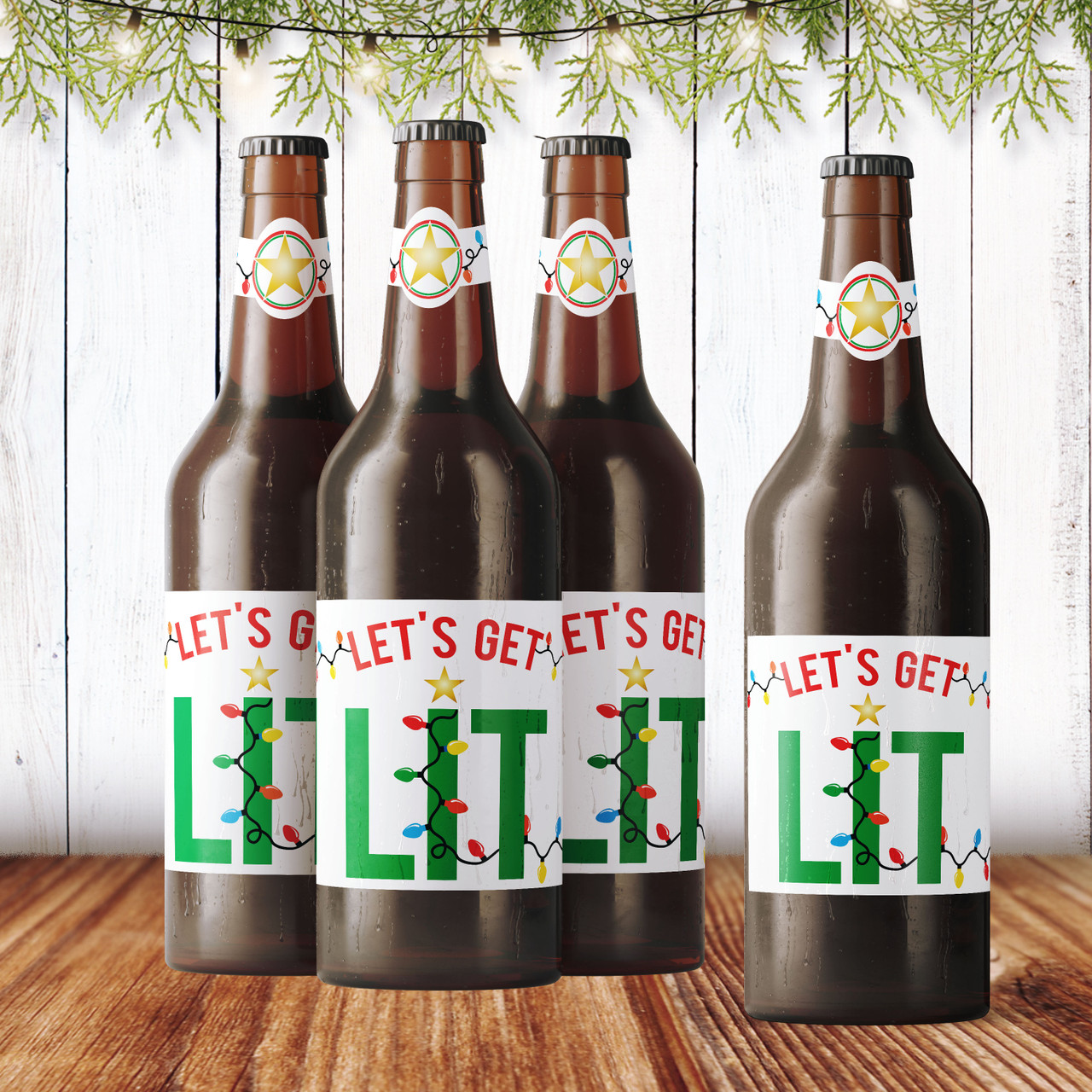 Let's Get Lit Custom Christmas Beer Labels