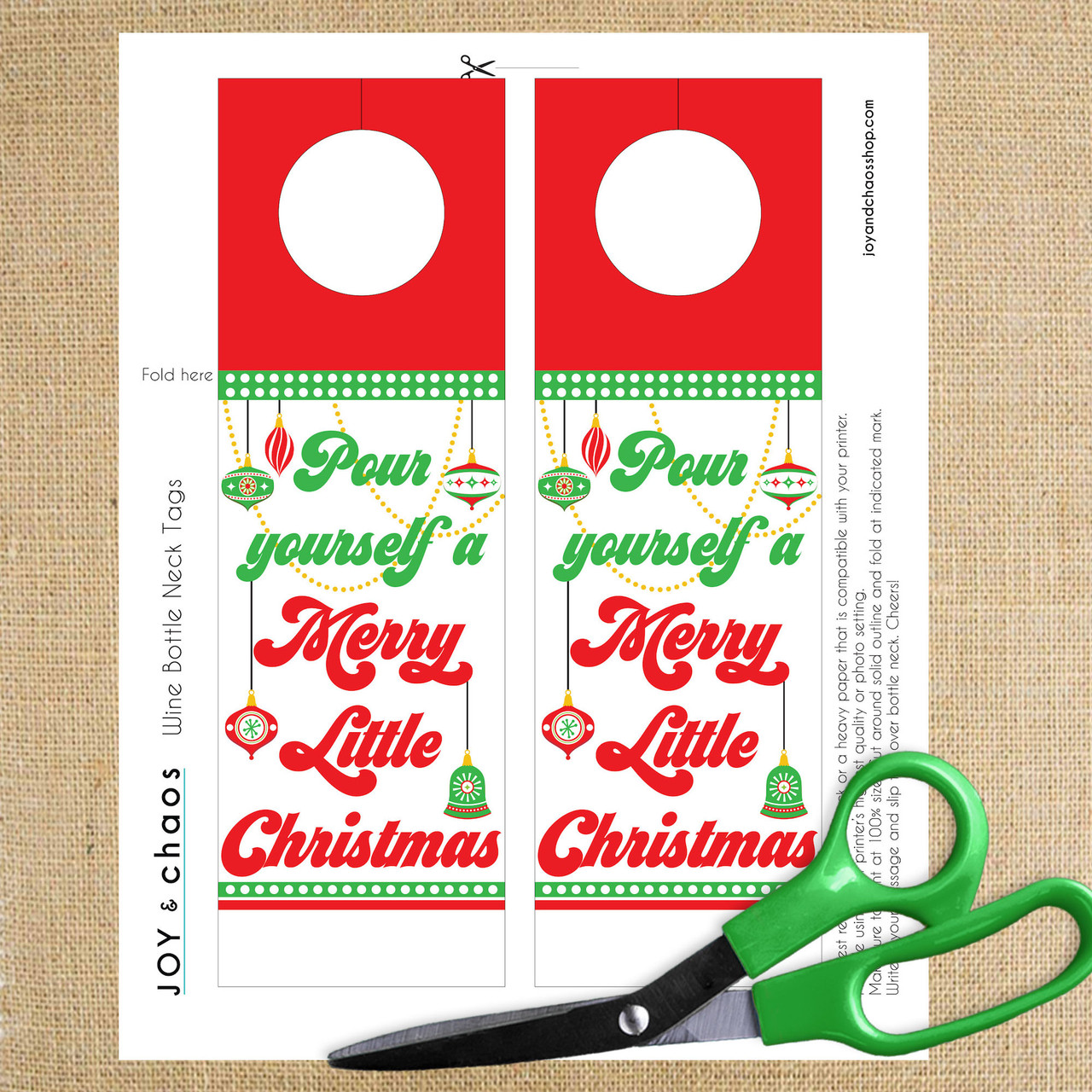 Retro Christmas Printable Wine Tags (Instant Download)