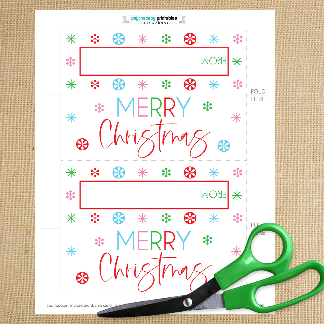 Christmas Gift Bag Toppers Template