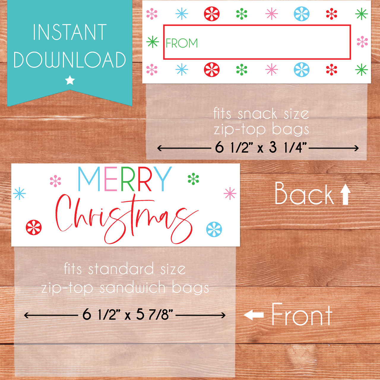 Modern Snowflake Printable Christmas Bag Toppers (Instant Download)