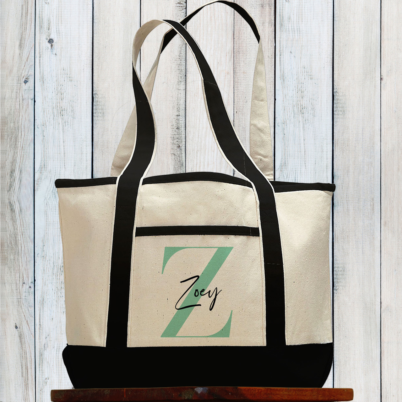 Modern Monogram Beach Tote Bag