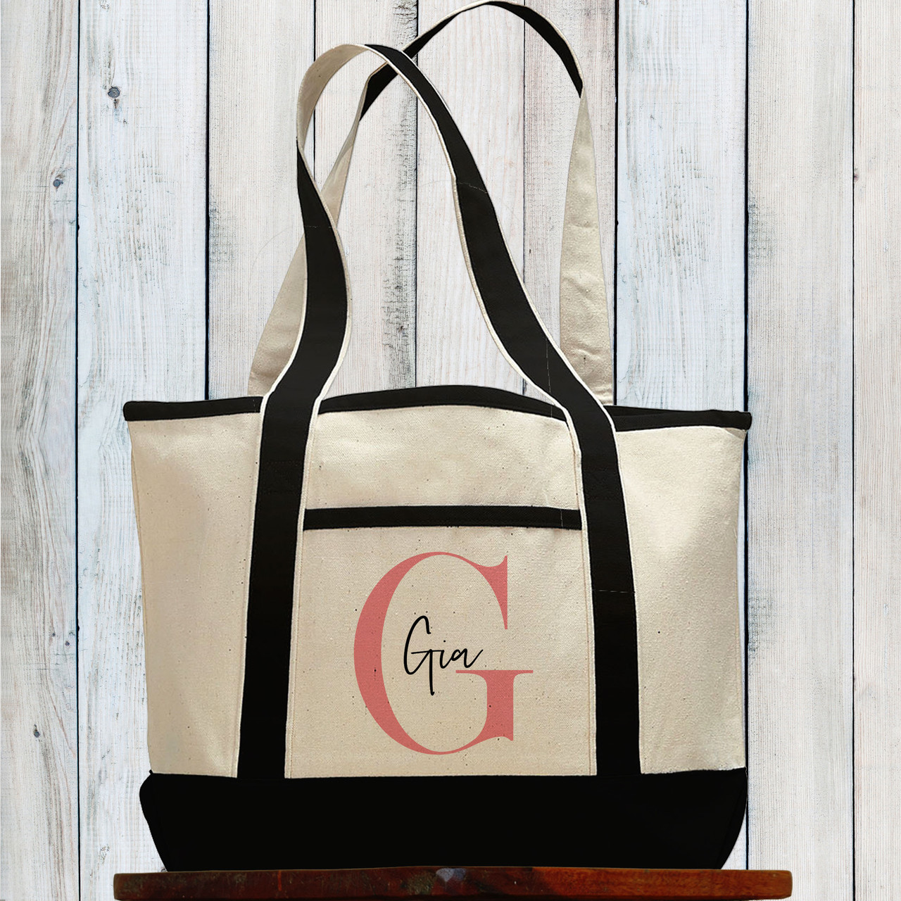 Initial & Name Personalized Canvas Tote Bags