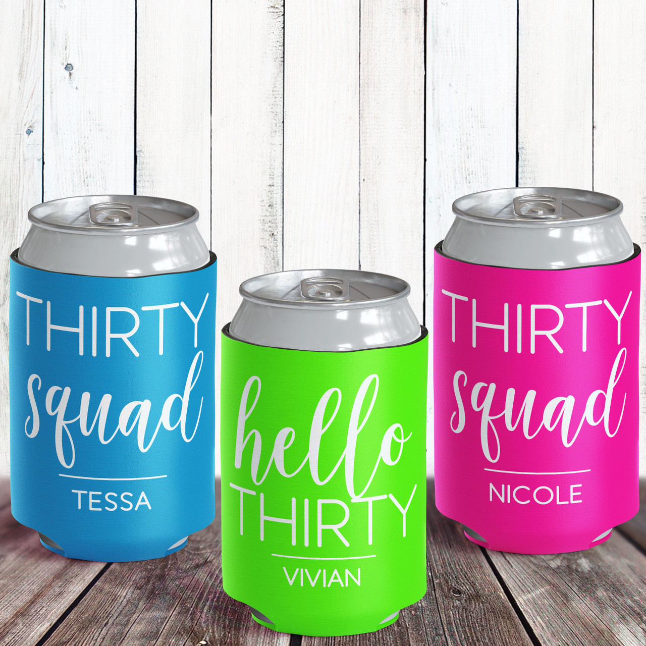 Modern Birthday Squad Personalized Can Coolers