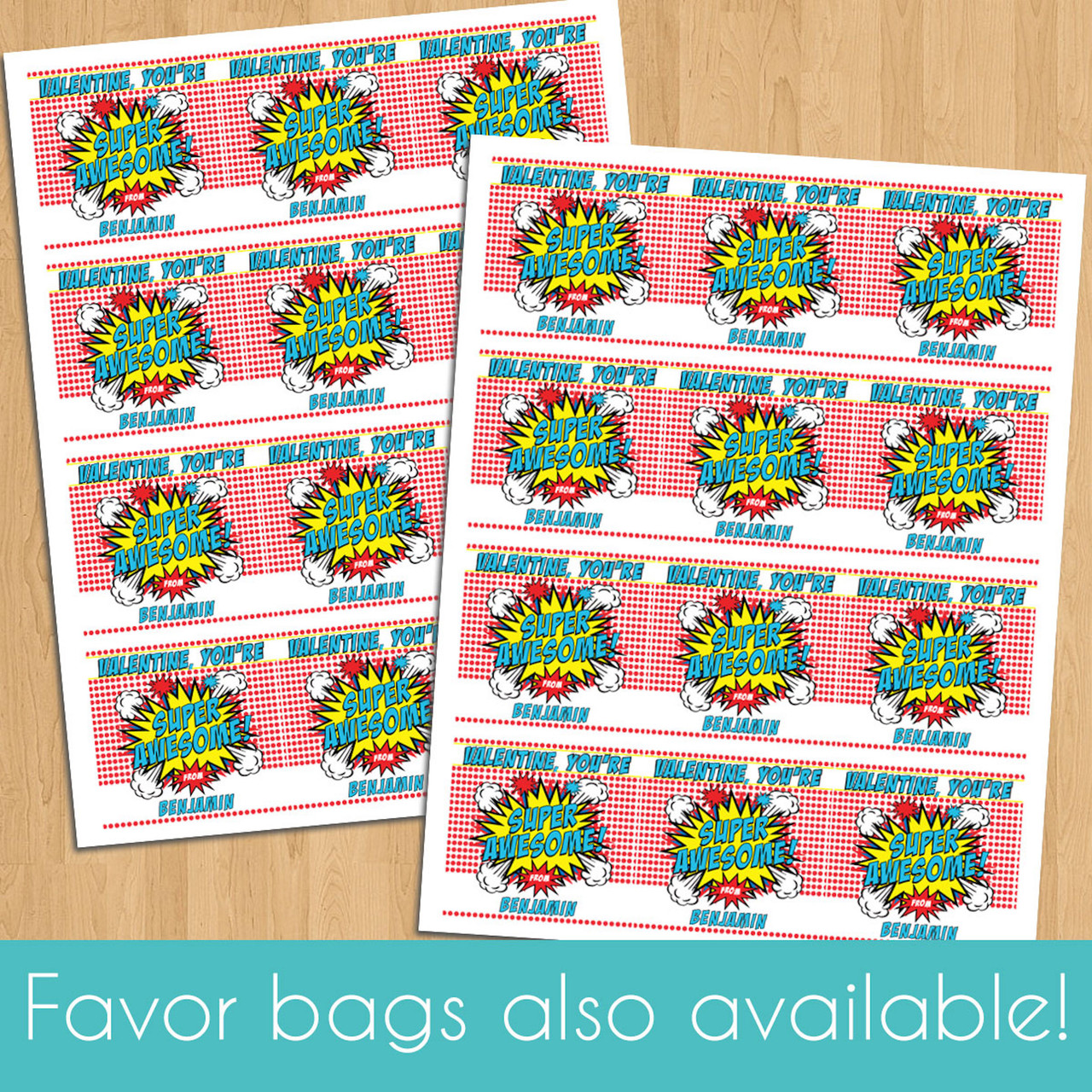 Pop Art Personalized Party Favor Bags