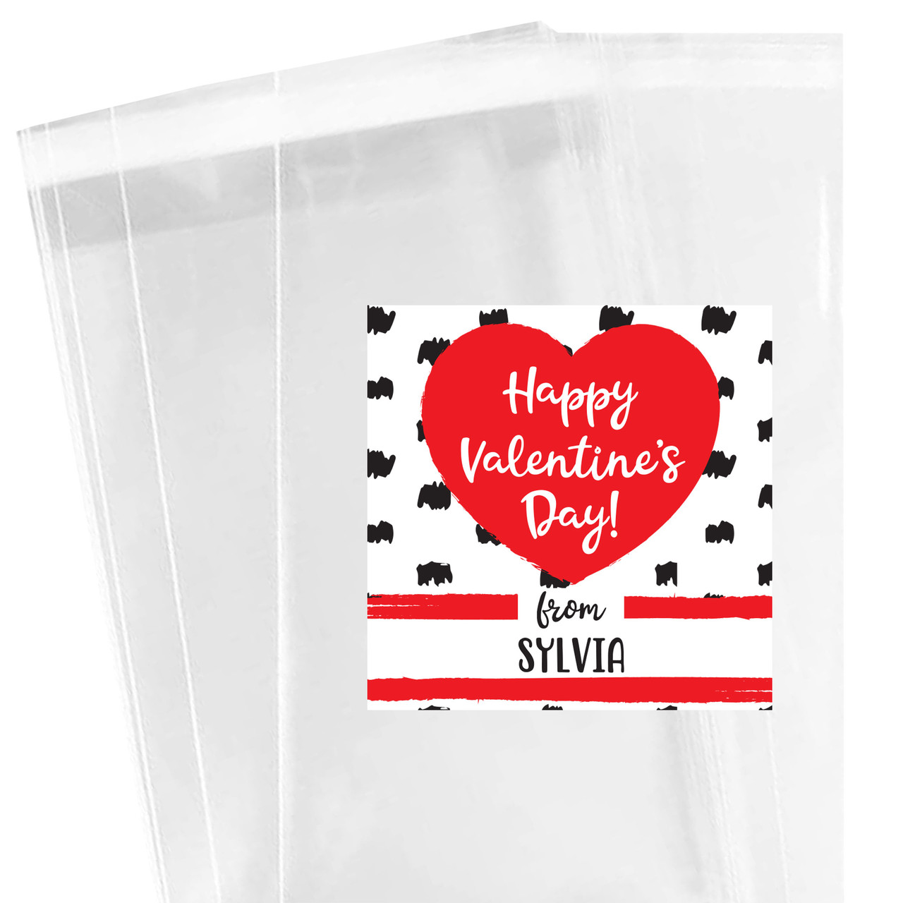 Mod Heart & Dots Personalized Valentine's Day Treat Bag Topper Kit