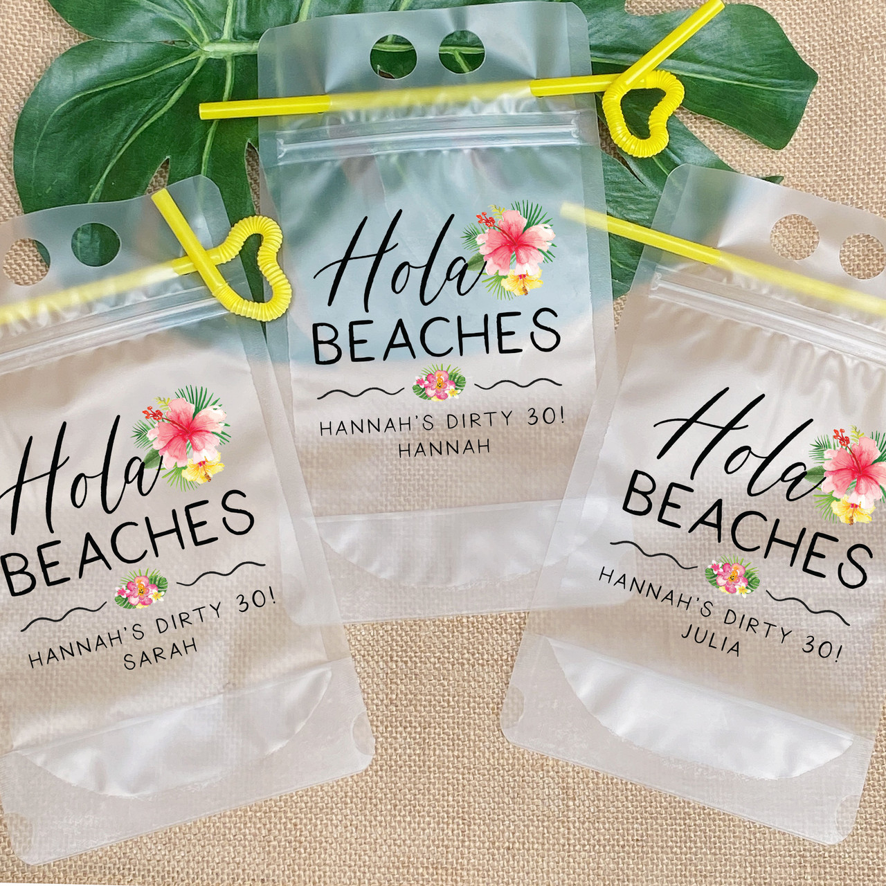 Personalized Drink Pouches, Booze Bags, Reusable Pouches With