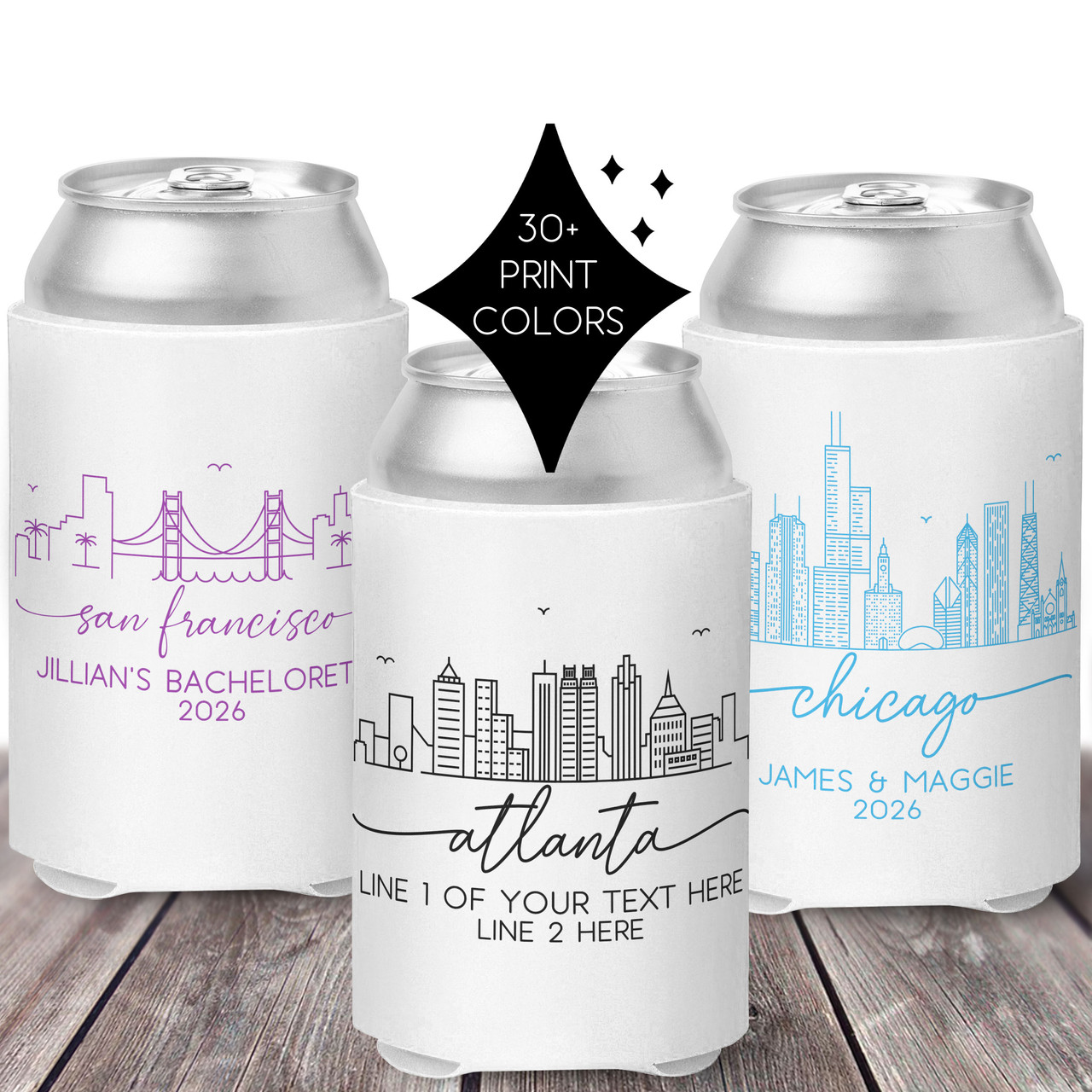 Modern City Skyline Custom Can Coolers