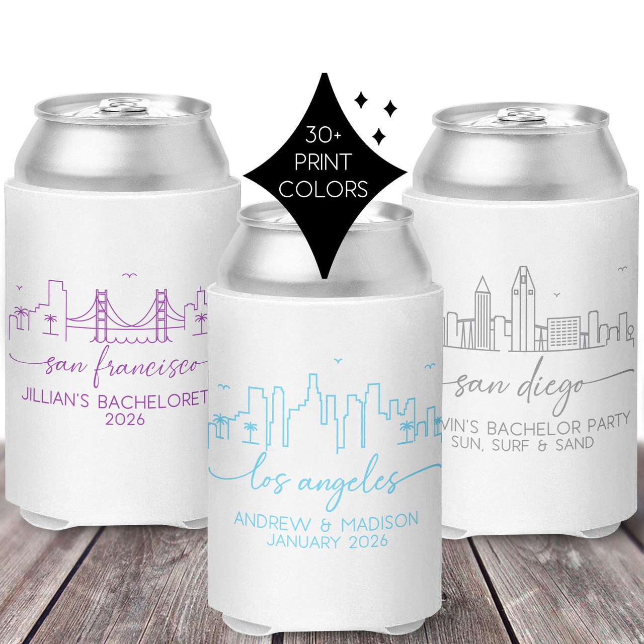 Modern City Skyline Custom Can Coolers