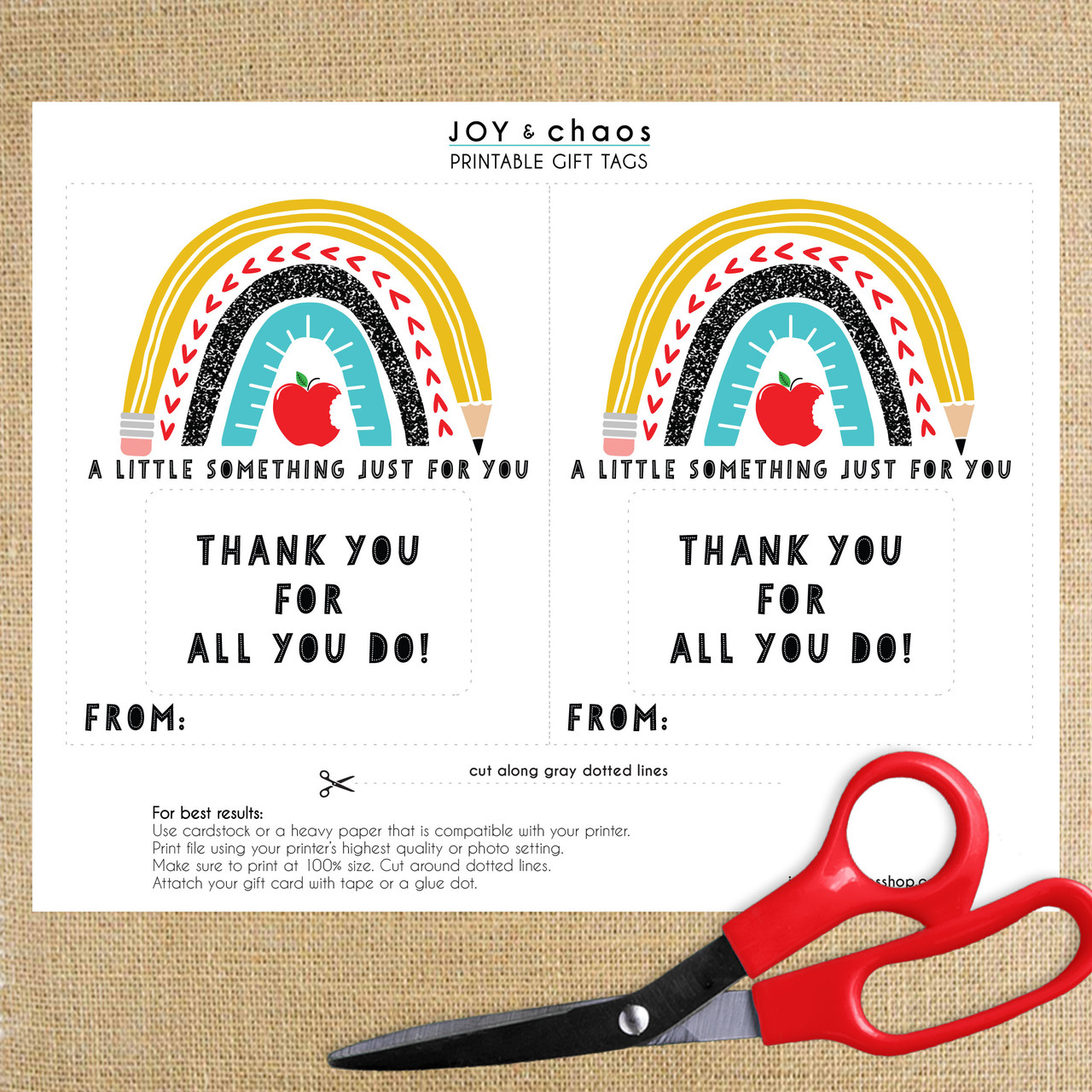 Best Teacher Ever Rainbow Printable Gift Card Holder (Instant Download)