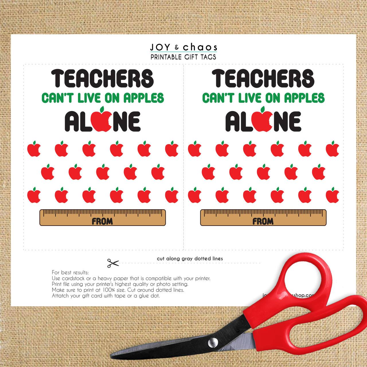 Teacher Thank You | Printable Christmas Gift Card Holder