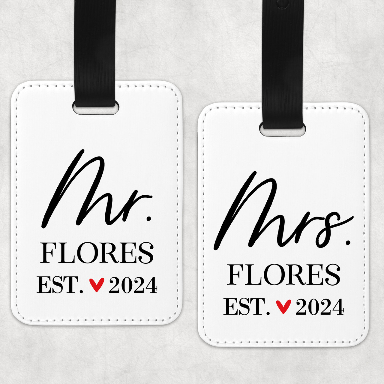 Modern Heart Mr. and Mrs. Custom Luggage Tags modern-heart-mr-and-mrs-custom-luggage-tags