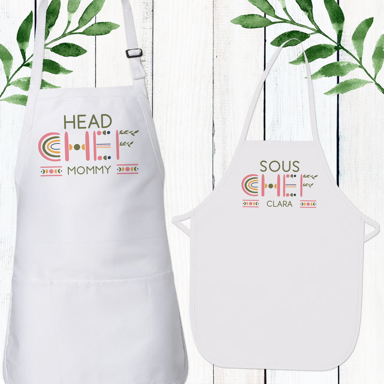 Personalized Mommy and Me Embroidered Aprons