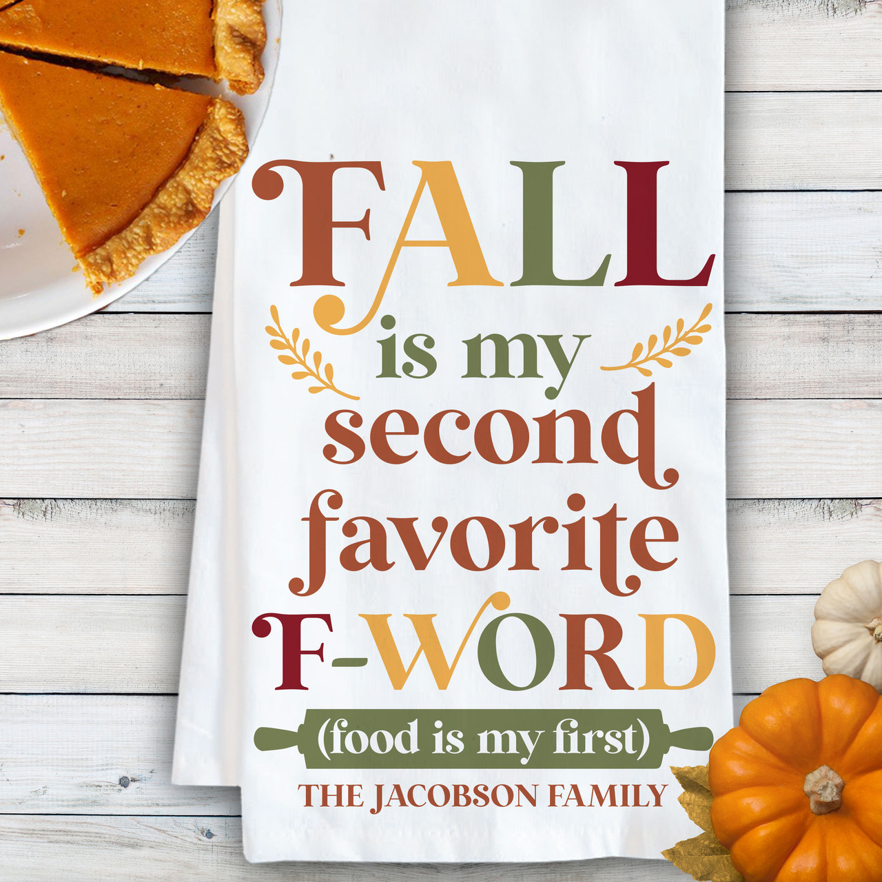 Funny Fall Custom Kitchen Tea Towels