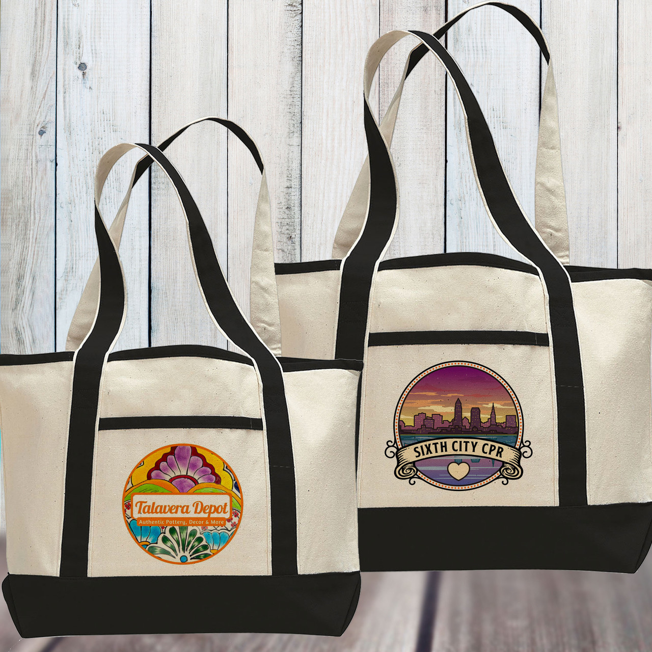 Custom Logo: Beach Tote Bags