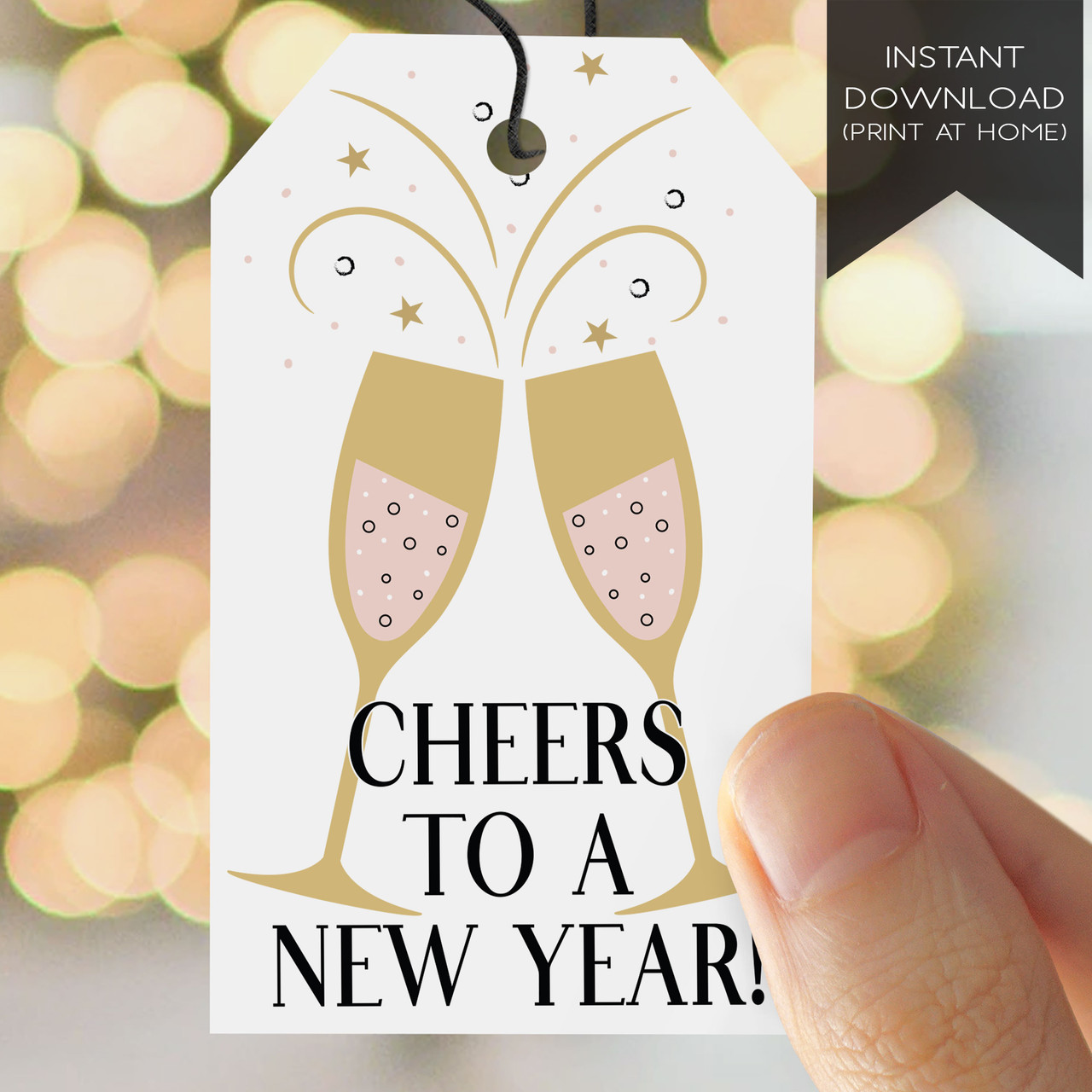 cheers to a new year printable party favor tags (instant download)