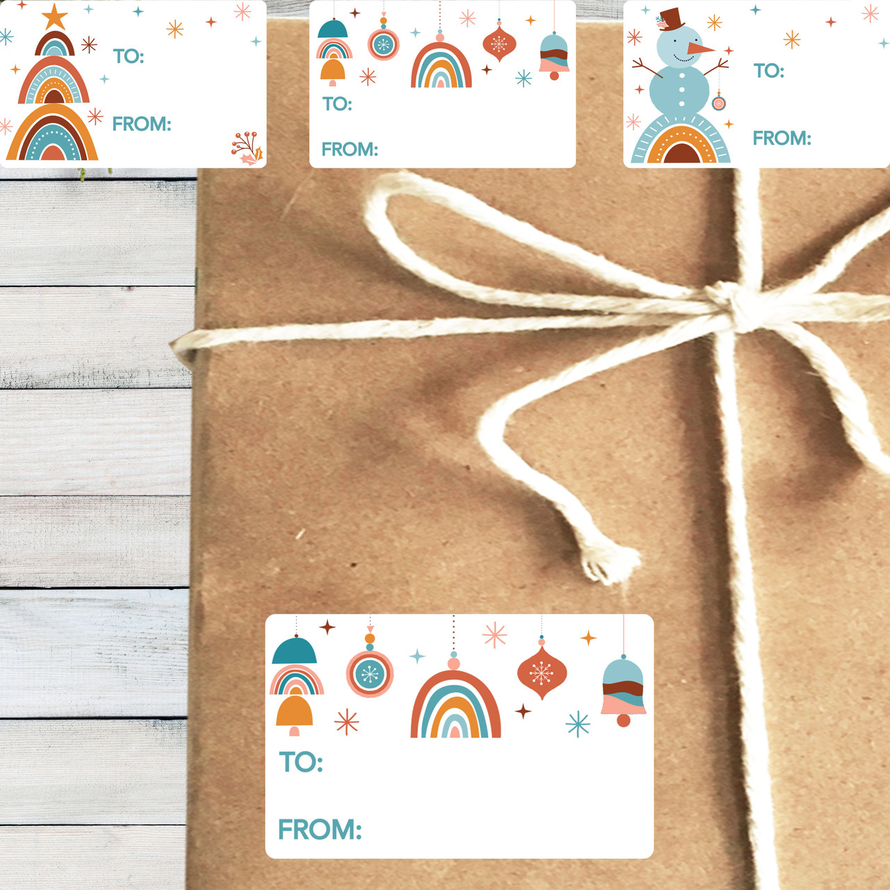 Printable Boho Christmas Gift Tags, Handmade Party Decorations
